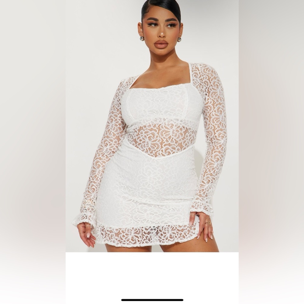 Fashion nova White lace cut out dress